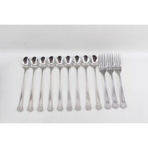 Towle Supreme STUART SHELL Beaded Stainless 9 Ice Tea Spoon 3 Dinner Fork
